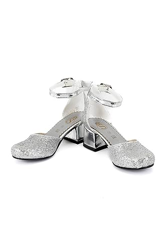Flower Girls Mary Janes Block Heel Bridesmaid Dress Shoes Glittery Sequin Ankle Strap Wedding Party Princess Footwear2