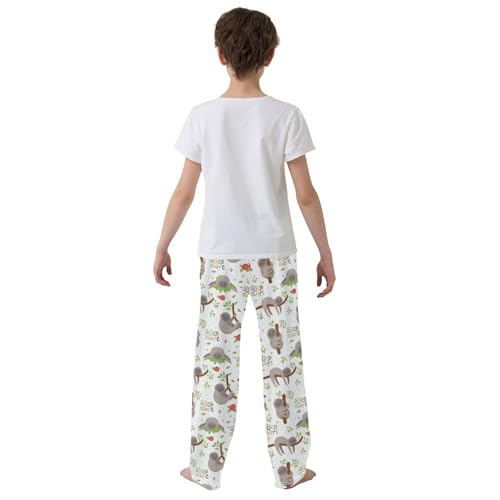 ZZXXB Sloth Sleep More Boys Long Pants Soft Trousers Elastic Waist Kids Lounge Bottoms with Pockets S-XL3