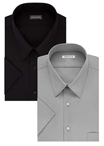 Image of Van Heusen Men's BIG FIT Short Sleeve Dress Shirts Poplin Solid (Big and Tall)