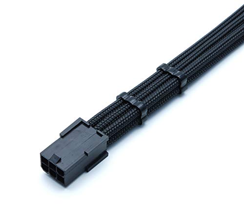 Shakmods 6 Pin PCIE GPU Graphics Card Sleeved Extension Cable 30cm + 2 Cable Combs (Full Black) - Image 3