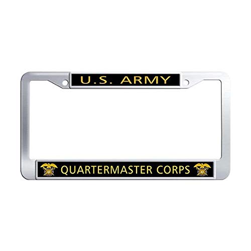 FramePro US Army Quartermaster Corps License Plate Frame Stainless Steel Car License Plate Frame Holder