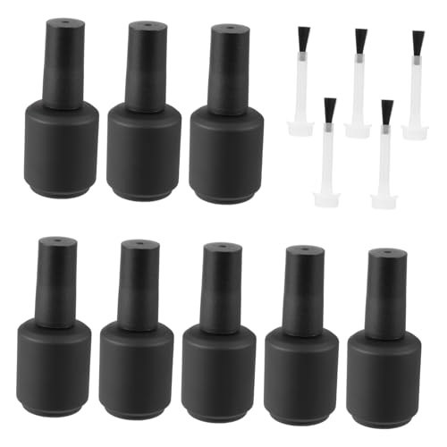 IWOWHERO マットブラック空ネイルボトル ブラシ付き ネイルポリッシュ収納 マニキュアサロン用詰め替え容器