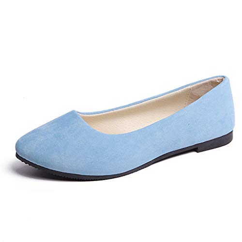CsgrFagr Women Girls Solid Big Size Slip On Flat Shallow Comfort Casual Single Shoes Men Wide Shoes Casual (Light Blue, 9.5-10)4