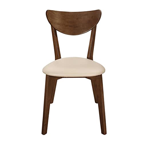 Coaster Home Furnishings 103062 Kersey Mid Century Modern Set Of 2 Wood Dining Side Chairs Curved Back Padded Tan Faux Leather Polyurethane Upholstered Seat Cushion Chestnut Brown 103062 thumb #3