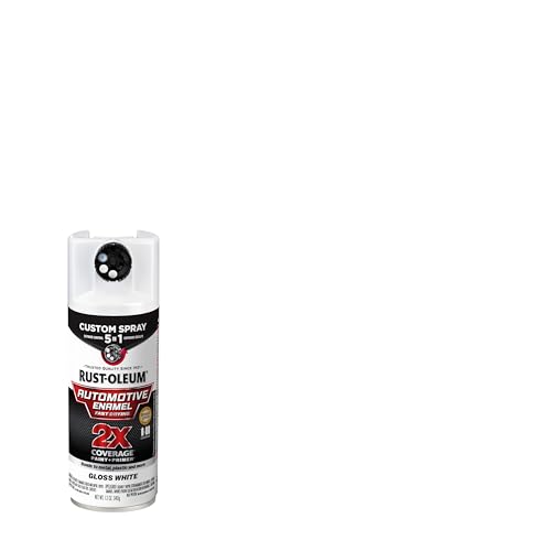 Image of Rust-Oleum 2X Automotive Enamel 5-in-1 Spray Paint, Gloss White | Fast Dry, Adjustable Custom Spray Dial, Multi Surface (Metal, Wood, Plastic and More), Any Angle, Ultimate Coverage