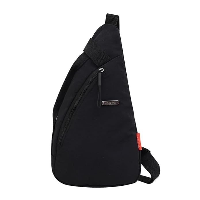 COVALENT > Chest Bag for Women Men Fashion cotton Lightweight Shoulder Bag Front Back Sling Shoulder Bag Zipper Pouch Day Bag with Handle Casual Beige Chest Bag for Hiking, Work (black,cream)-image-30