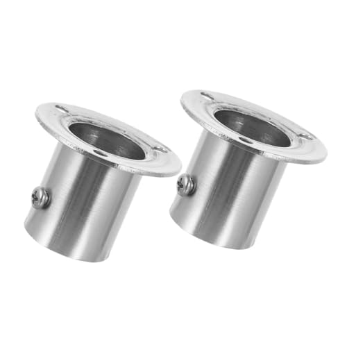 Parliky 2Pcs Stainless Steel Curtain Pole Holders Heavy Duty Rod Supports for Closet and Shower Rustproof Wall Mounted Socket Bracket for Bathroom Bedroom and Balcony Use