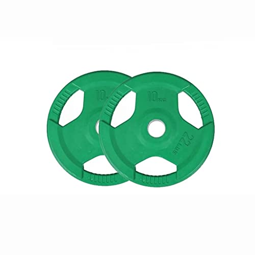 カラーウェイトプレート、ラバー鋳鉄バーベルプレート、2インチセンターホールグリッププレート、フリーウェイトトレーニングとパワーリフティング(サイズ:10kg/22ポンド*2)