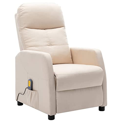 Yuhi-Hqyd Electric Massage Recliner,Adjustable Tv Chair,Heated Chair,Theater Seating,Includes Usb,Remote Control,With Side Pocket,Adjustable Headrest And Footrest,Assembly Required, Cream Fabric #TOP25