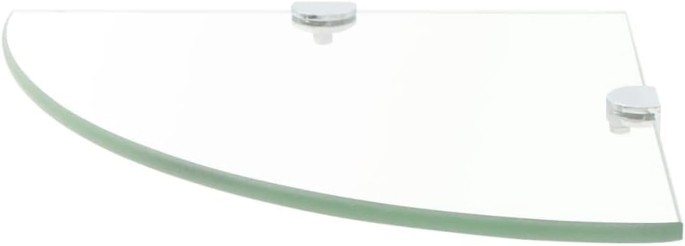 Corner Shelves, Floating Shelf Wall Bracket, Storage Shelf for Bedroom, Living Room, Bathroom, Kitchen, Office, Pack of 2 with Chrome-Plated Brackets, Glass, Transparent