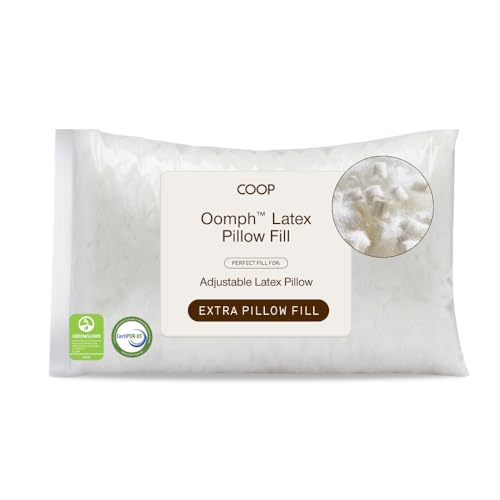 Image of Coop Home Goods Extra Oomph Latex Pillow Fill, Extra Fill Bag of Cross-Cut Talalay Latex and Microfiber Stuffing, Supportive, Naturally Cooling, Eco-Friendly Filler for Bed Pillows