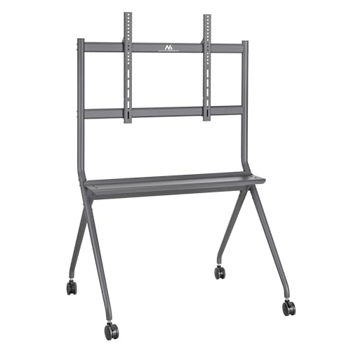Maclean MC-977 Mobiler TV-Bodenständer mit Ablagefläche für 50-86' OLED/QLED/LCD/LED/Plasma Fernseher bis 120kg max VESA 800x600mm