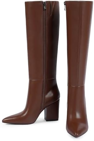 Modatope Knee High Boots for Women Pointed Toe Chunky High Heel Womens Fashion Tall Fall Boots