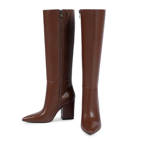 Modatope Kniehohe Stiefel für Damen, spitzer Zehenbereich,...