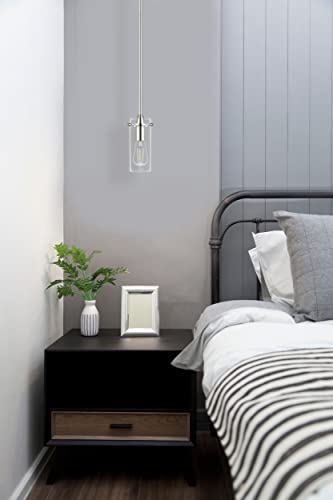 Linea Di Liara Effimero Modern Brushed Nickel Pendant Light Fixtures Over Kitchen Island Sink Lighting Ceiling Hanging Farmhouse Metal Industrial Mini Pendant Lighting Small Clear Glass Shade #TOP3