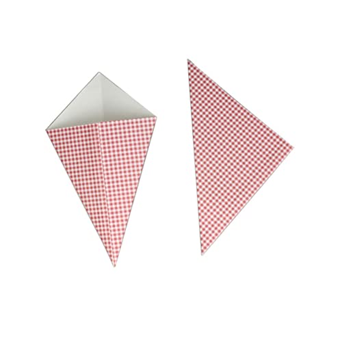 VALICLUD 50pcs Triangle Popcorn Boxes Oilproof Snack Containers with Lattice Printing Birthday Parties and Treats Stylish French Fries Treat Box for Convenient Snacking