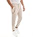 Giosal- Pantalone Elegante Uomo di Lino Tinta Unita con Catena,Modello Tasca America Vari Colori