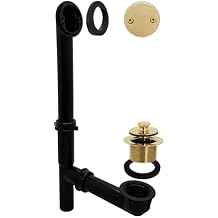 Westbrass 594144-01 Black 1-1/2" Tubular Twist & Close Bath Waste Drain Kit, Polished Brass