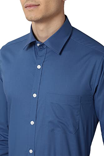 Image of Peter England Men Blue Full Sleeves Formal Shirt