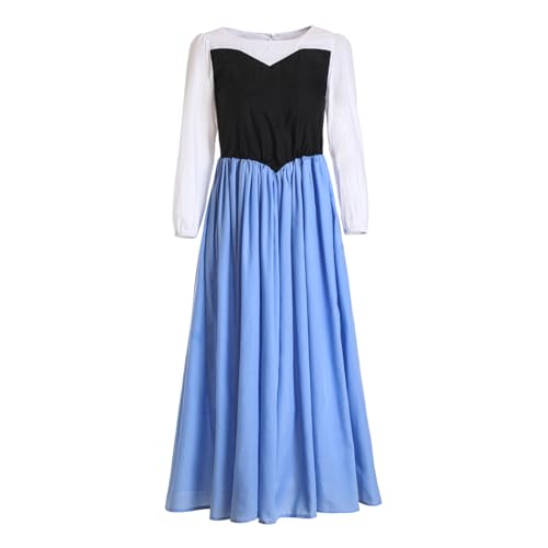 Women Cosplay Princess Ariel Walks on Land Dress Adults Mermaid Costume Small Blue