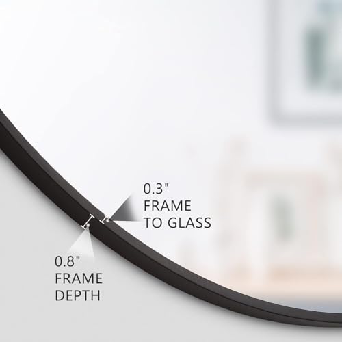 Image of The Arts Box Round Decorative Wall Mirror | Metal Finish Frame with Timeless Design for Bathroom, Living Room, Bedroom, Vanity Mirror (Black 18 Inch)