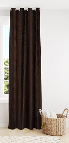 Image of Coin Punching Window Curtains 5 Feet Long for Living Room - Window Curtain Set of 1 Pcs Panel, Stylish Parda for Home Decor & Office Brown Colour -1 Pcs 5 feet