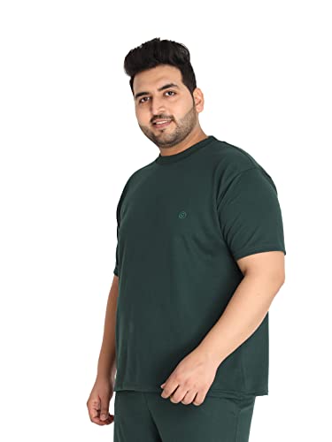 Image of CHKOKKO Men's Plus Size Terry Cotton Loose Fit Half Sleeves T-Shirt