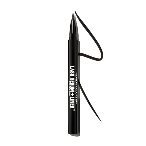 Revlon ColorStay Lash Serum + Liner, Eyeliner Liquido + Siero Ciglia, Eyeliner Waterproof, Nutriente e Rinforzante, Durata Fino a 24h, Applicatore a Pennarello, 001 Blackest Black, 0.48 ml