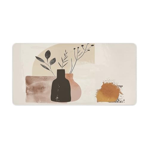 Grand tapis de bureau beige marron pour ordinateur idéal pour télétravail confortable
