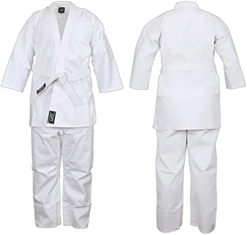 JP MMA White Karate Suit GI Student 7oz Free White Belt (00/120)