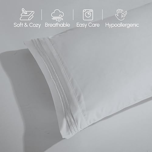 Elegant Comfort Luxurious 1500 Premium Hotel Quality Microfiber 4-Piece Sheet Set, 18-24 Inches Deep - Extra Deep Pocket Sheets - Ultra Soft 4PC Deep Pocket Sheets, California King, Silver Gray