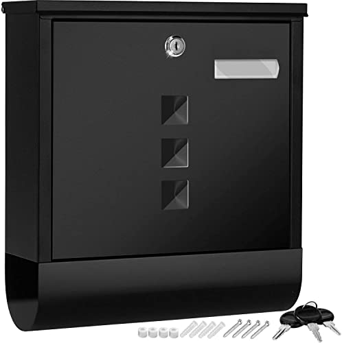 KESSER® Boîte aux lettres en acier inoxydable avec compartiment pour les journaux et porte-nom, fenêtre transparente, brossée, 3x clés verrouillable,...