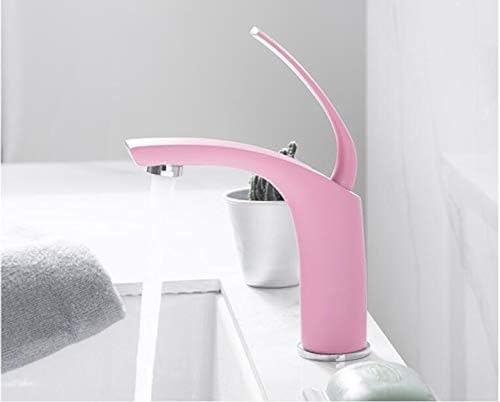 Robinet cascade rose pour lavabo mitigeur eau chaude et froide
