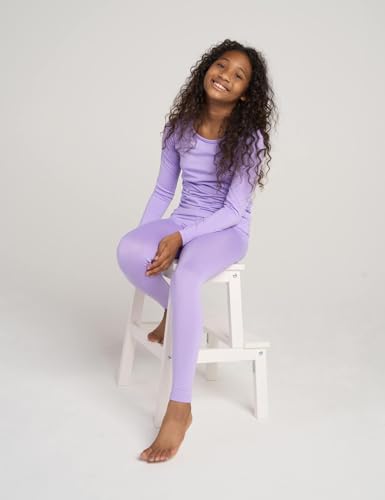 LAPASA Girls Thermal Underwear Set Fleece Lined Long John Base Layer Top Long Sleeves & Bottom Ski Winter Extreme Cold G03 4-5 Years Thermoflux G03: Light Purple V12