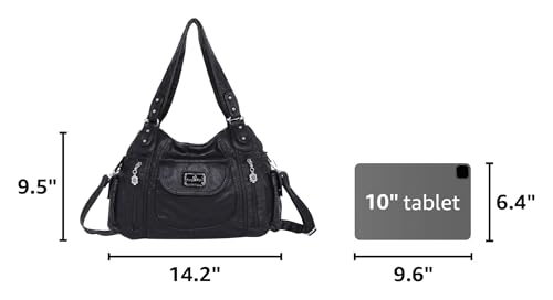 Image of Angel Kiss Purses for Women, Large Shoulder Bag Hobo Tote Purse Mutipocket Faux Leather Satchel Hobo Purse