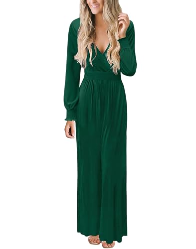 Zattcas Women's 2023 Long Sleeve Fall Maxi Dress Wrap V-Neck