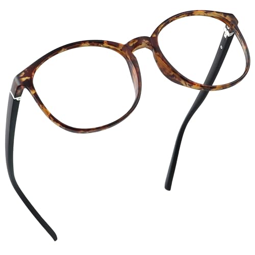 LifeArt Round Blue Light Blocking Glasses, Computer Glasses, Gaming Glasses, TV Glasses for Women Men (Tortoise, No Magnification)
