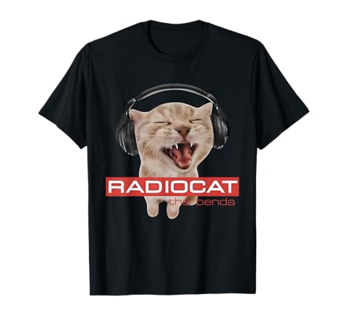Radiocat The Bends Funny Music Cat Meme Cat Mom Cat Lover T-Shirt for Men Women