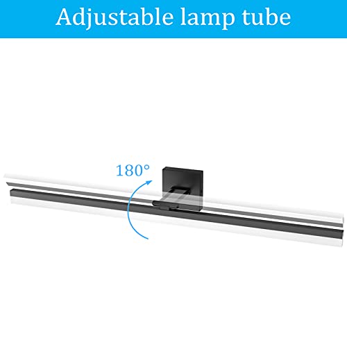 Image of Ralbay 40 inch Modern LED Matte Black Bathroom Vanity Light 24W Adjustable Black Vanity Lighting Modern LED Bathroom Vanity Light Fixtures Over Mirror (6000K Cool White Light)