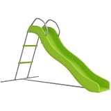 Qaba Outdoor Slide Freestanding Wave Slide for Kids Ages 3-8 5.7FT Green