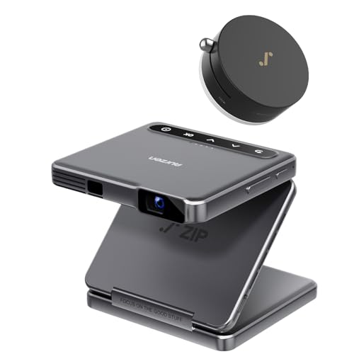 Zip Tri-Fold DLP Mini Beamer Bundle mit MagPlay-Halterung, verzögerungsfreiem Fokus, One-Click-Screen-Mirroring, Vollbildmodus, Type-C Schnellladung, 5.000 mAh Akku