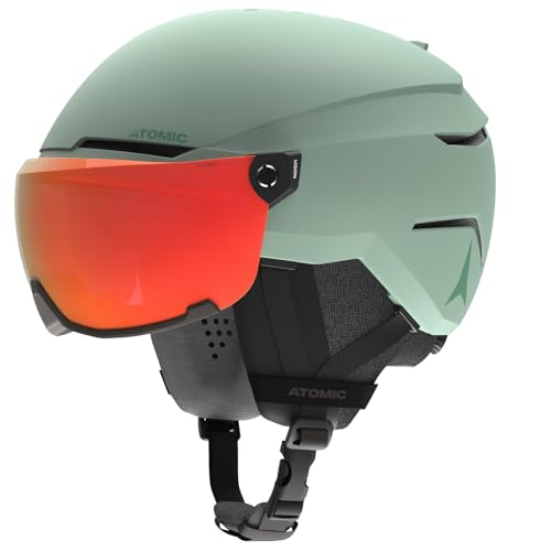 ATOMIC Savor Visor Photo Skihelm mit Visier - Pistachio - Größe L - Maximale Stoßdämpfung - Active Aircon Belüftungssystem - Hochwertige Verspiegelung für klare Sicht