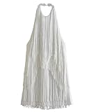 ECDAHICC Women's Tassel Party Dress Bodycon Backless Sleeveless Formal Prom Dress 20s Gatsby Fringe Dresses(WH,S)