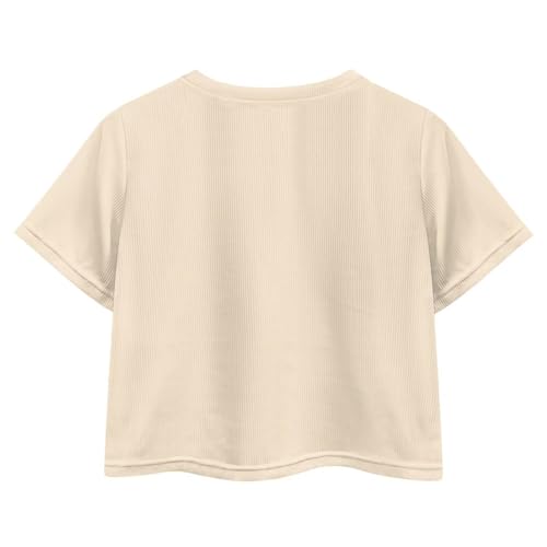 Image of Girls Fashion Crewneck Tee Shirts Casual Short Sleeve Crop Top Summer Outfits 5-14 Year