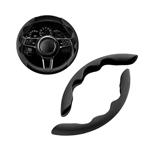 Couvre Volant Voiture, Universelle Noir Cuir Housse de Volant, Antidérapant, élastique Professionnel Couverture de Volant Universelle pour l'été & l'hiver, pour Toutes Les Tailles et Tous Les modèles Cover