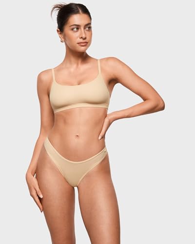 Image of INLYRIC Women's Inbarely Soft Thong - No Show Sexy Panties Breathable V-waisted Ladies Underwear 3 Pack