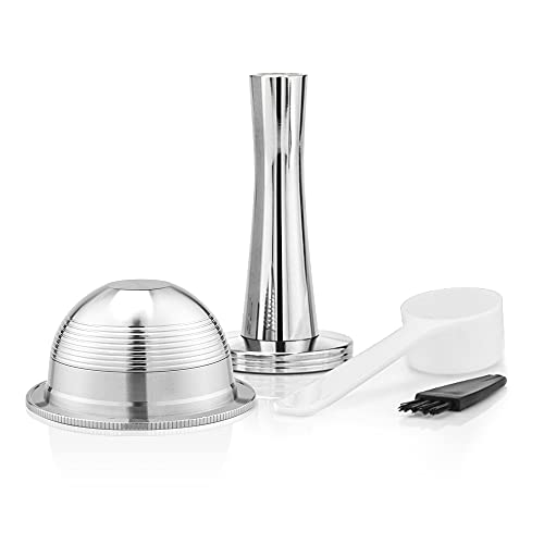 RECAFIMIL Reusable Coffee Capsule, Refillable Coffee Pod Brewing Espresso 70ML/2.4OZ(SMALL),Compatible With Nespresso Vertuoline Reusable Coffee Pod For GCA1,ENV135, 1 Pod 1 Tamper