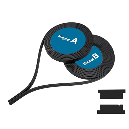 Jianwen 3/8 Width x 1/8 Thickness A+B Paired Magnetic Strips (Non-Adhesive) for Shower Door Replacement 78 Length 2 Rolls