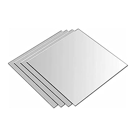 MOTONG 4pcs Mirror Wall Stickers DIY Decorative Mirrors Non Glass Acrylic Mirror Sheet Adhesive Mirror Tiles for Home Living Room Wall DIY Decor 20x20cm Cover