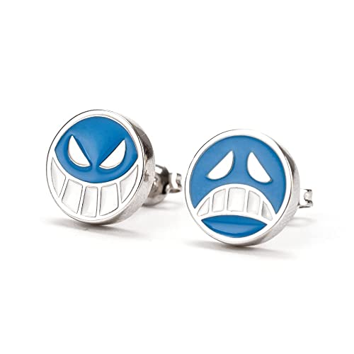 Stud Earrings for Men Women Jewelry Accessories Gift (Blue Faces)